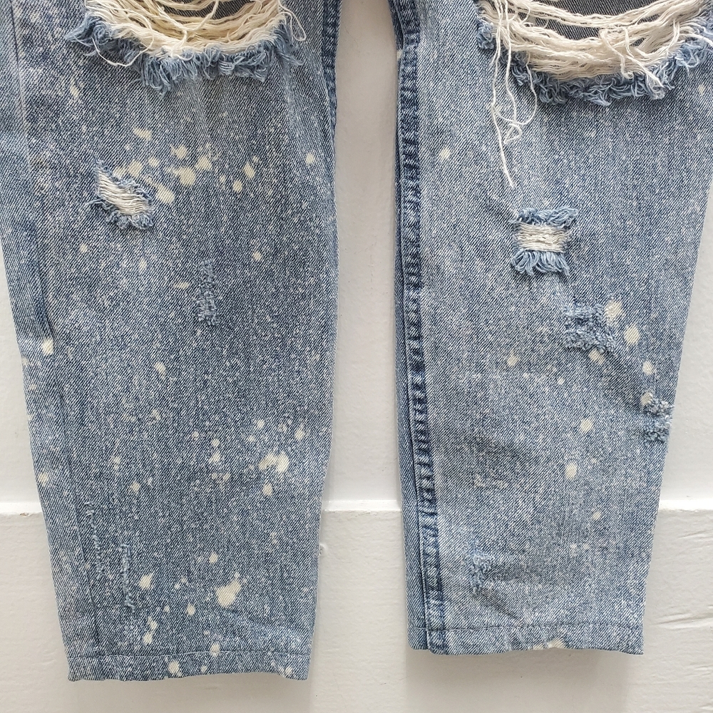 Pac Sun Embroidered Patches Paint Bleach Distressed Jeans /Unisex - Picture 6 of 9